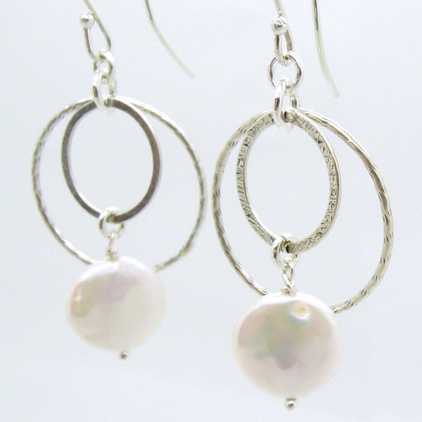 Earrings - White Pearl Chandelier Sterling Silver Earrings