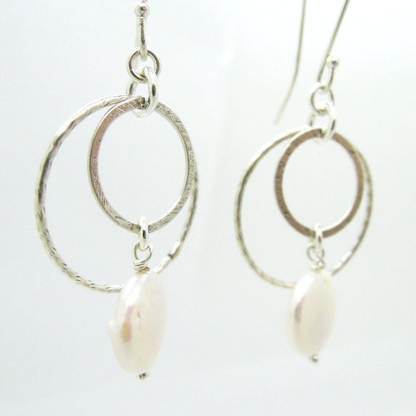 Earrings - White Pearl Chandelier Sterling Silver Earrings