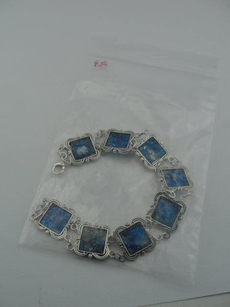 Bracelet, Roman Glass, Sterling Silver 925, Handmade, Gift, Izralien Jewelry, Silver Bracelet, Oldere Roman Glass , (er303