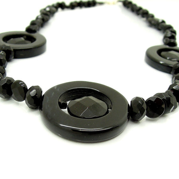 Black onyx bead necklace