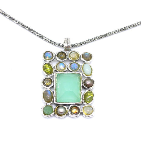 Necklace - Amazing Large Gemstone Necklace Set In Sterling Silver