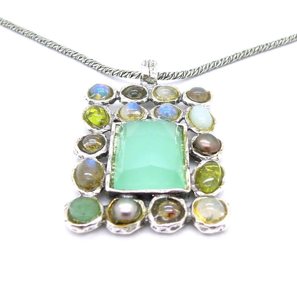 Necklace - Amazing Large Gemstone Necklace Set In Sterling Silver