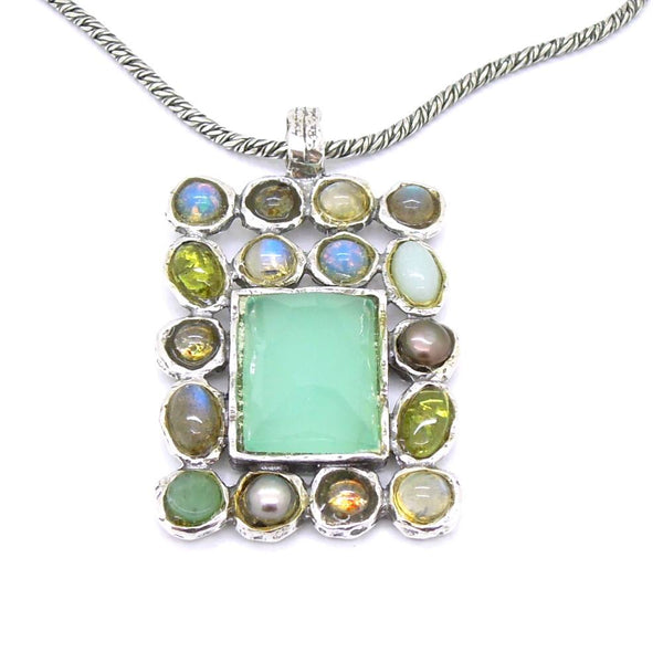 Necklace - Amazing Large Gemstone Necklace Set In Sterling Silver