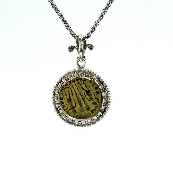Necklace - Authentic Ancient Late Roman Coin Pendant Set In Silver