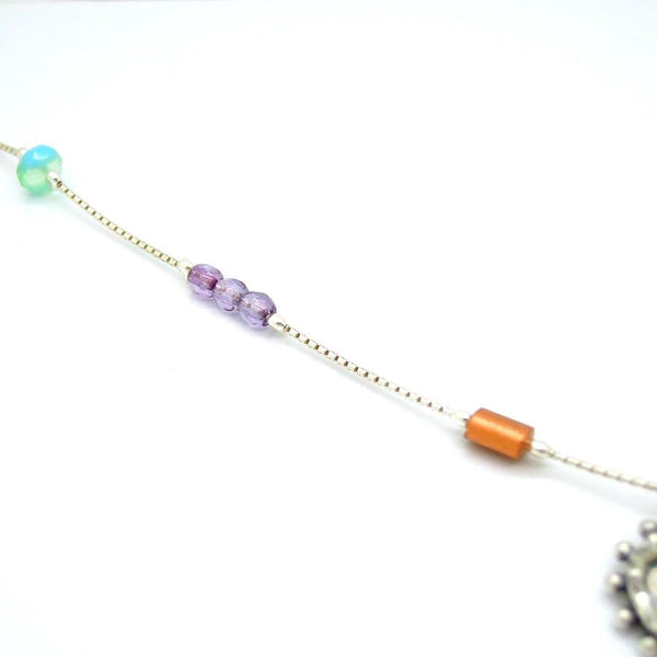 Necklace - Crystal Necklace With A Silver Pendant Set With Roman Glass