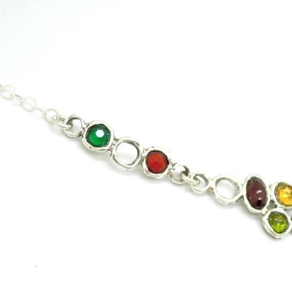 Necklace - Dazzling Gemstone Necklace Set In Sterling Silver