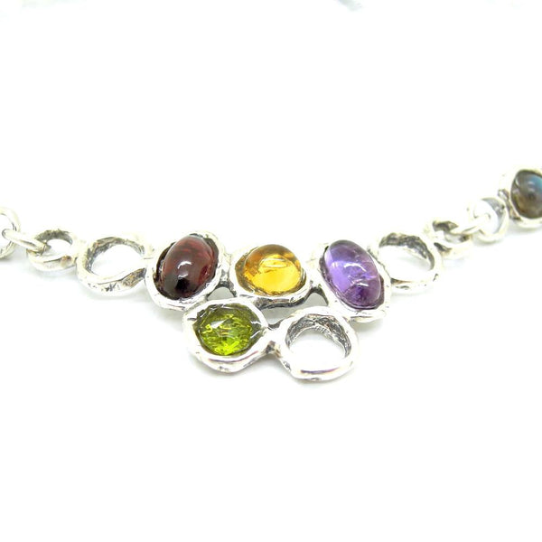 Necklace - Dazzling Gemstone Necklace Set In Sterling Silver