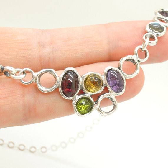 Necklace - Dazzling Gemstone Necklace Set In Sterling Silver