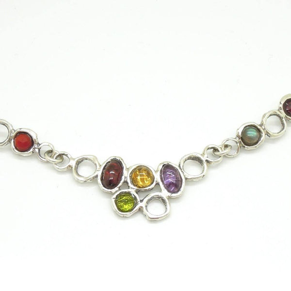 Necklace - Dazzling Gemstone Necklace Set In Sterling Silver