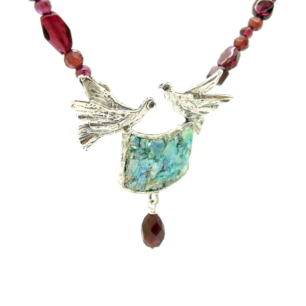 Necklace - Dove Necklace With Garnet Eads And Roman Glass