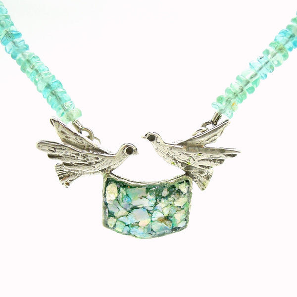 Necklace - Dove Necklace With Garnet Eads And Roman Glass