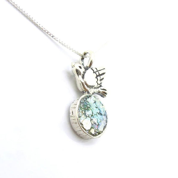 Pendant  - Bird Necklace With Roman Glass