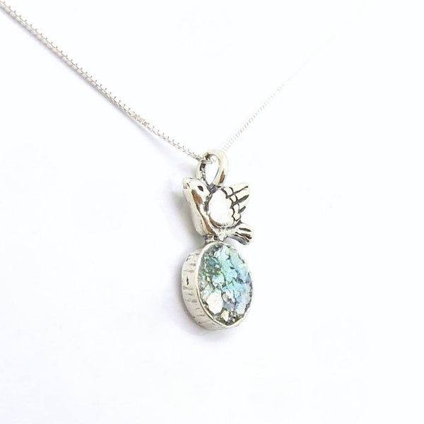 Pendant  - Bird Necklace With Roman Glass