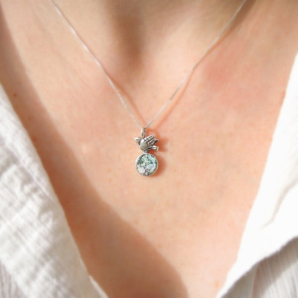 Pendant  - Bird Necklace With Roman Glass