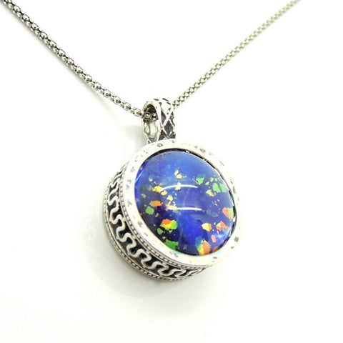 Pendant  - Blue Murano Necklace Round Pendant