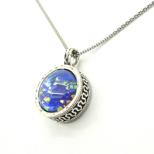 Pendant  - Blue Murano Necklace Round Pendant