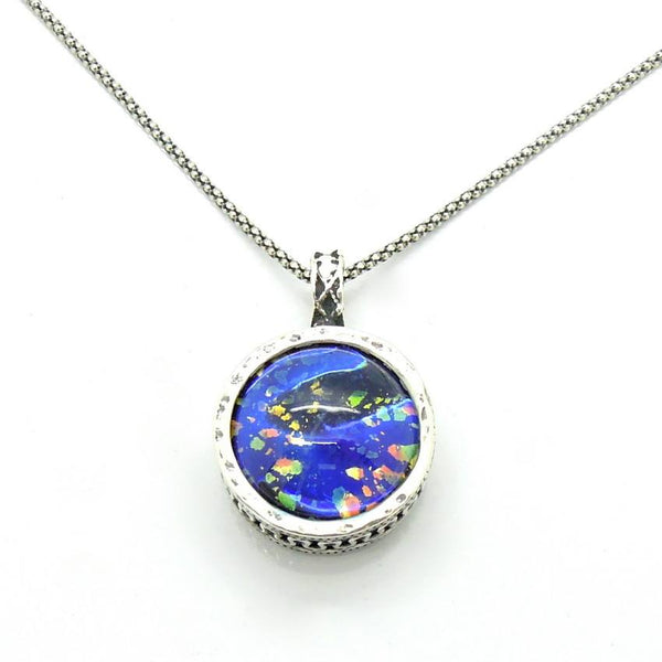 Pendant  - Blue Murano Necklace Round Pendant