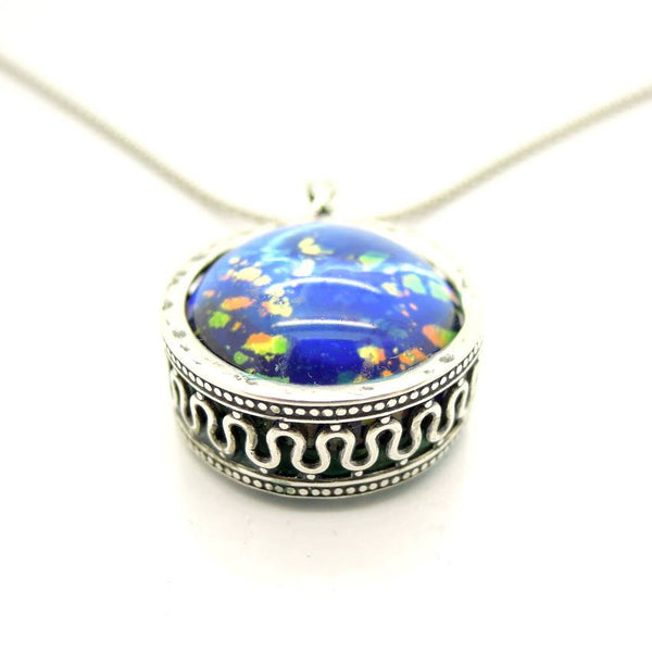 Pendant  - Blue Murano Necklace Round Pendant
