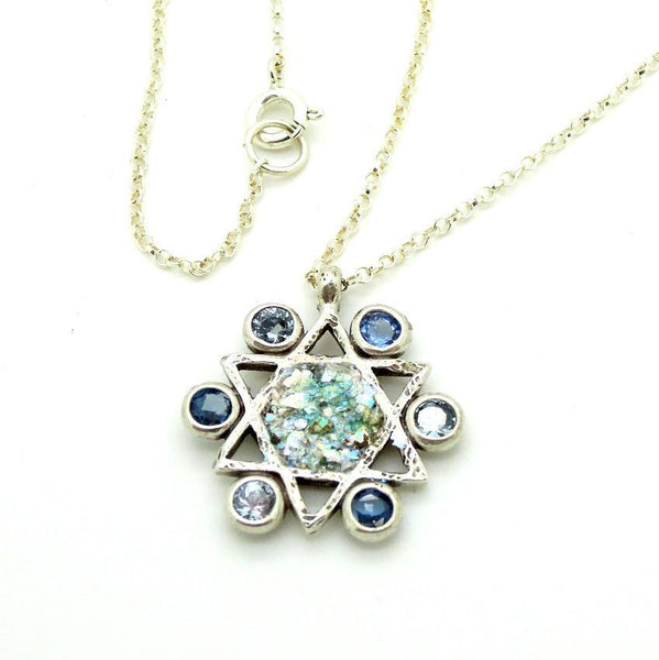 Pendant  - Blue Topaz Star Of David Glass Necklace