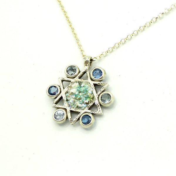 Pendant  - Blue Topaz Star Of David Glass Necklace