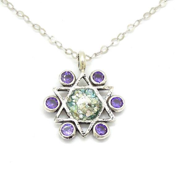 Pendant  - Blue Topaz Star Of David Glass Necklace