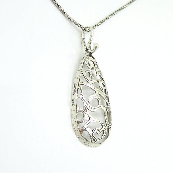 Pendant - Drop Shape Filigree Design Sterling Silver Pendant