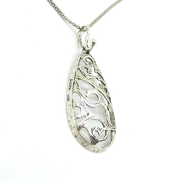 Pendant - Drop Shape Filigree Design Sterling Silver Pendant