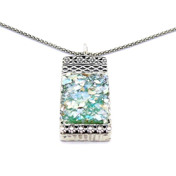 Pendant - Filigree Sterling Silver Necklace With Roman Glass