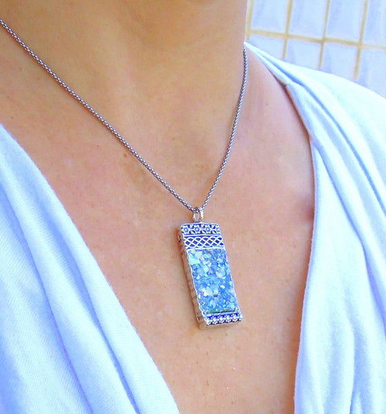 Pendant - Filigree Sterling Silver Necklace With Roman Glass