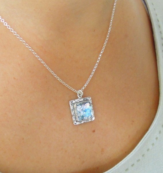 Pendant  - Flat And Square Roman Glass Pendant