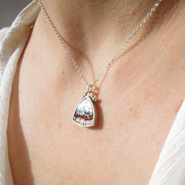 Pendant  - Garnet Necklace With Pearls And Roman Glass