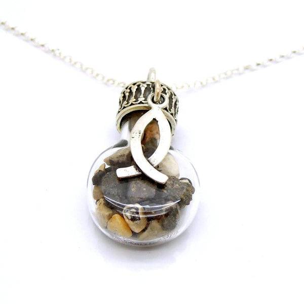 Pendant  - Glass Bottle Pendant With Stones From The Sea Of The Galilee