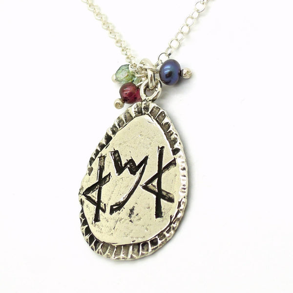 Pendant - I Love Mom Silver Pendant With Crystals And The Word Mom In Ancient Hebrew