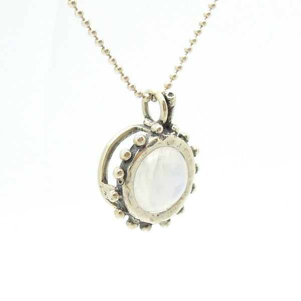 Pendant - Moonstone Pendant Set In Sterling Silver Circles