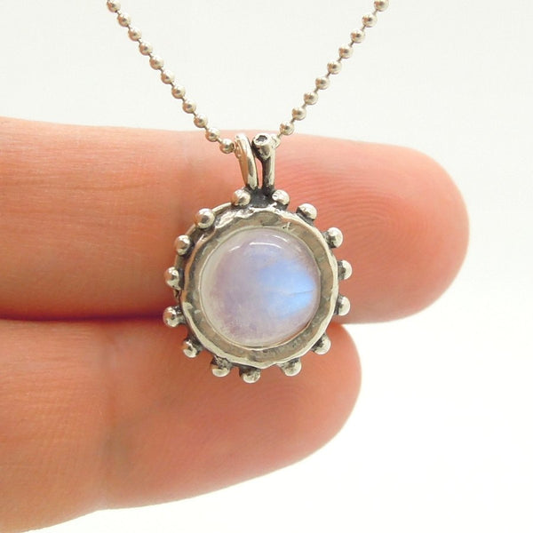 Pendant - Moonstone Pendant Set In Sterling Silver Circles
