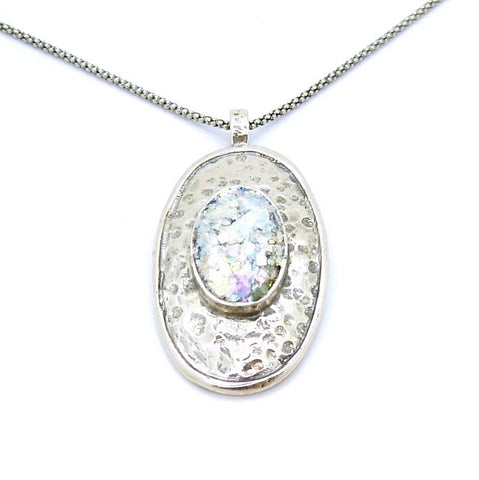 Pendant  - Oval Glass Over Oval Silver Pendant