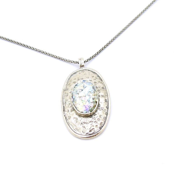 Pendant  - Oval Glass Over Oval Silver Pendant