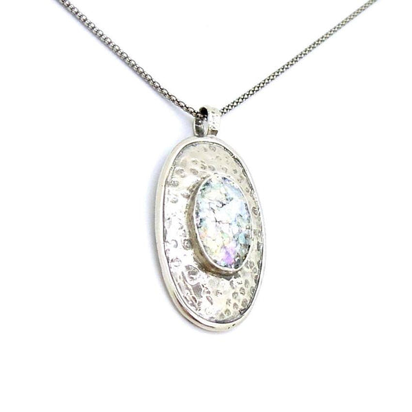 Pendant  - Oval Glass Over Oval Silver Pendant