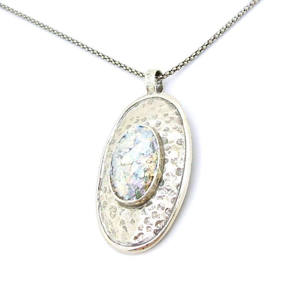 Pendant  - Oval Glass Over Oval Silver Pendant