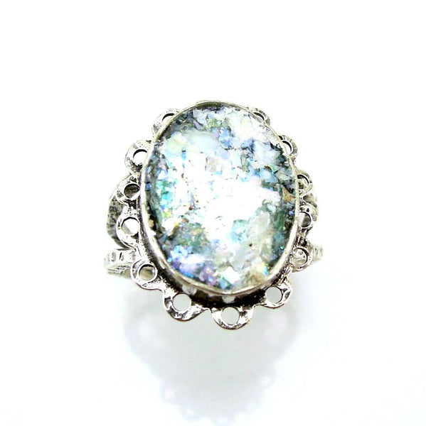 Pendant  - Oval Roman Glass And Silver Pendant