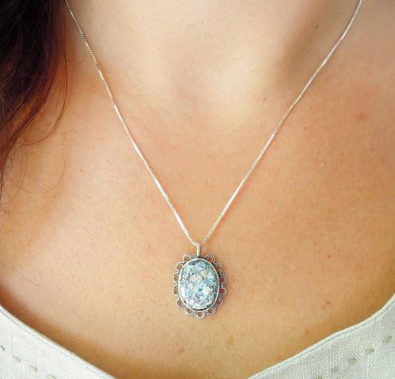 Pendant  - Oval Roman Glass And Silver Pendant