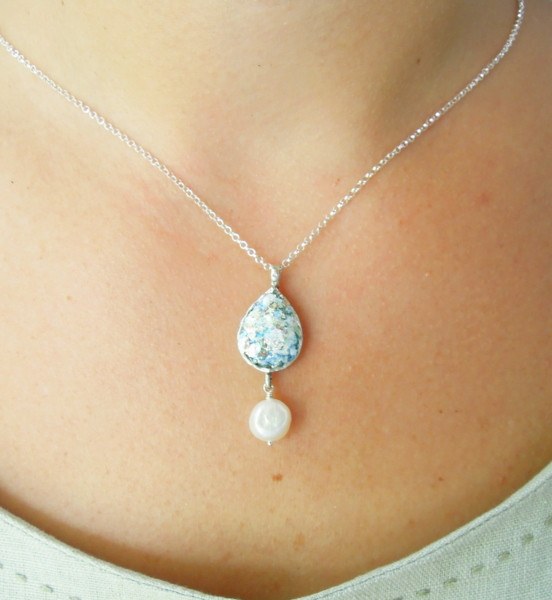 Pendant  - Pearl Drop Shape Sterling Silver And Pendant