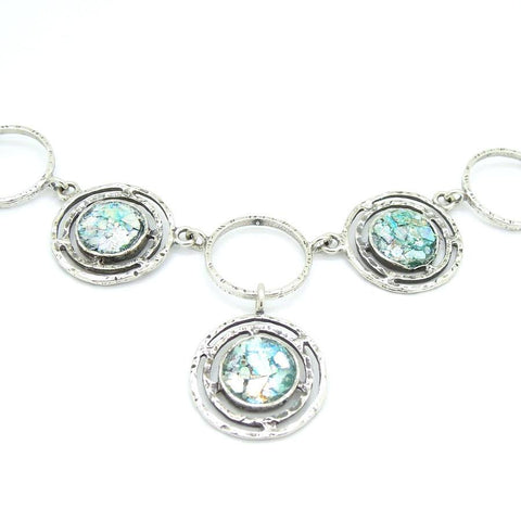 Pendant  - Roman Glass And Silver Circles Necklace