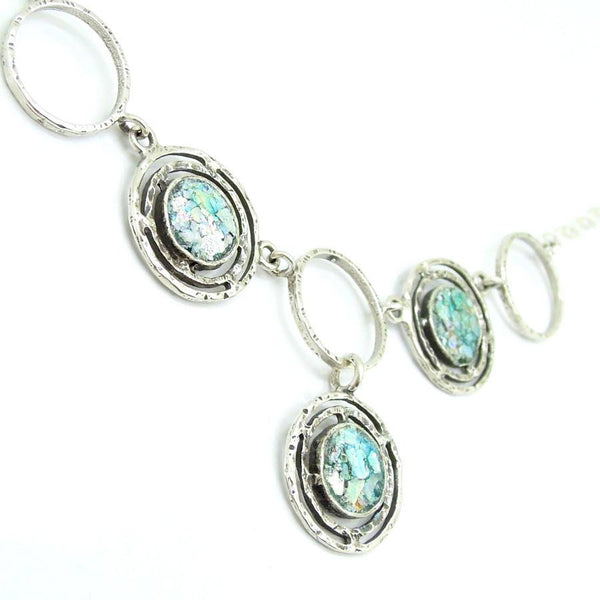 Pendant  - Roman Glass And Silver Circles Necklace