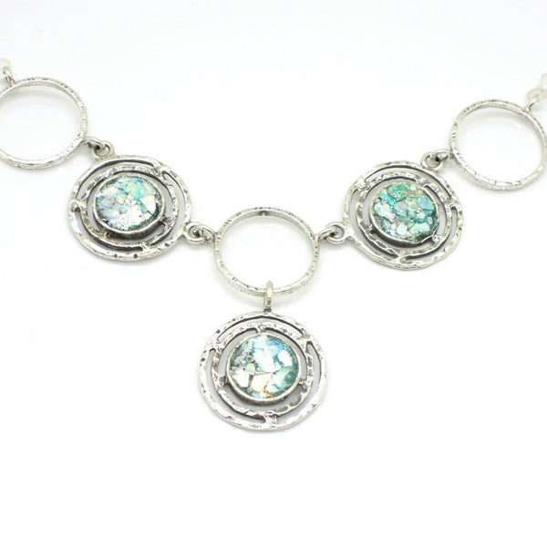 Pendant  - Roman Glass And Silver Circles Necklace