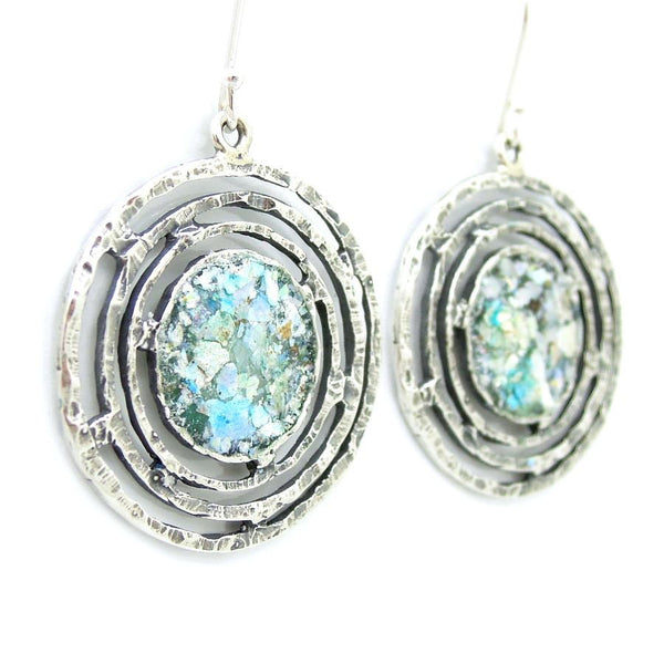 Pendant  - Roman Glass And Silver Circles Necklace