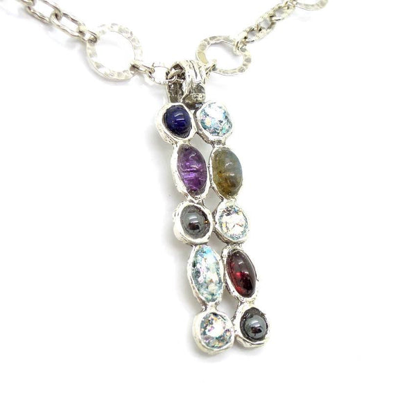 Pendant  - Roman Glass And Silver Gemstone Necklace