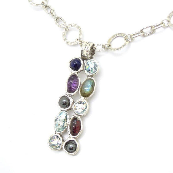 Pendant  - Roman Glass And Silver Gemstone Necklace