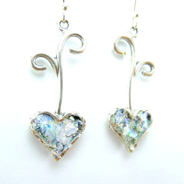 Pendant - Roman Glass And Silver Necklace - Heart Unique Design