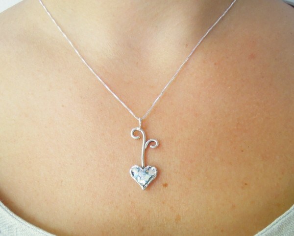 Pendant - Roman Glass And Silver Necklace - Heart Unique Design